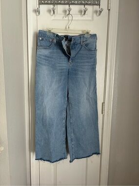 J. Crew Light Blue Wide-Leg Raw Hem Jeans